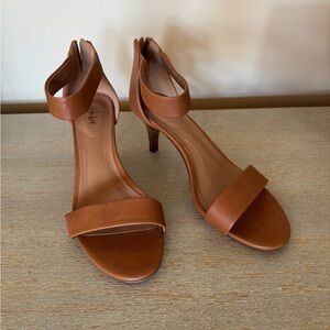 Style & Co. Paycee Zipper Patent Dress Sandals | Brown/Caramel